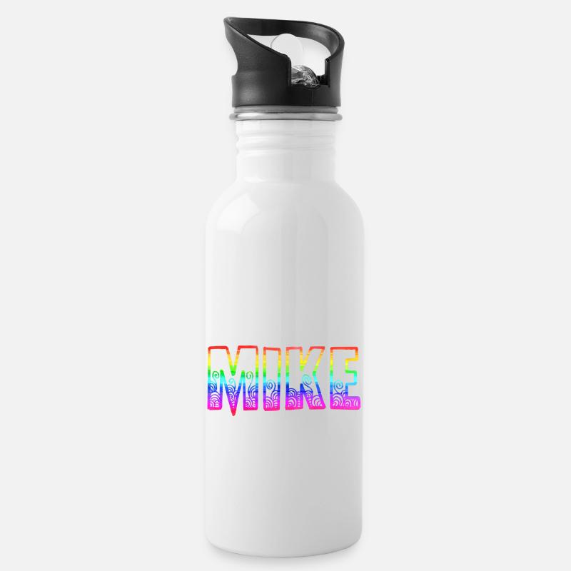 mike rs rainbow - Water bottle with straw - white