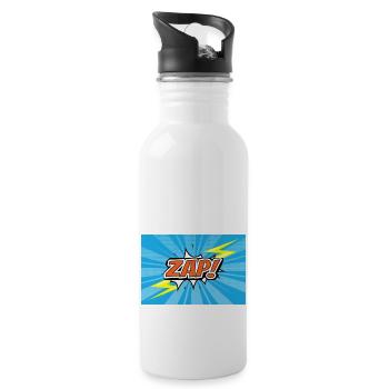 ZAP! Comic Style Graffiti Lettering - Trinkflasche mit integriertem Trinkhalm - Weiß - Rechts