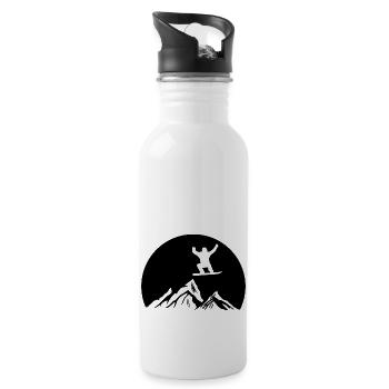 Snowboard Snowboarder - Trinkflasche mit integriertem Trinkhalm - Weiß - Rechts