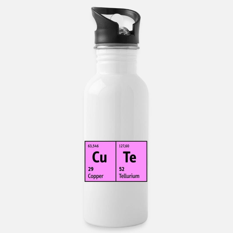 Periodensystem der Elemente CuTe süß niedlich nett - Trinkflasche mit integriertem Trinkhalm - Weiß