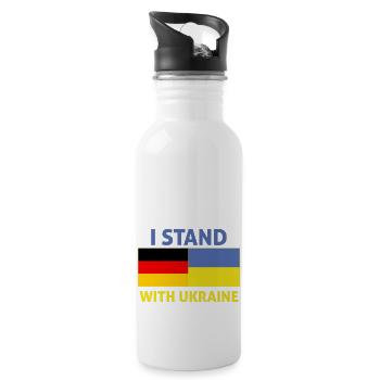 ich stehe zur ukraine -drapeau deutschland - Trinkflasche mit integriertem Trinkhalm - Weiß - Rechts
