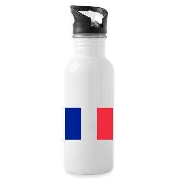 Drapeau français / French flag - Gourde avec paille intégrée - blanc - Droite