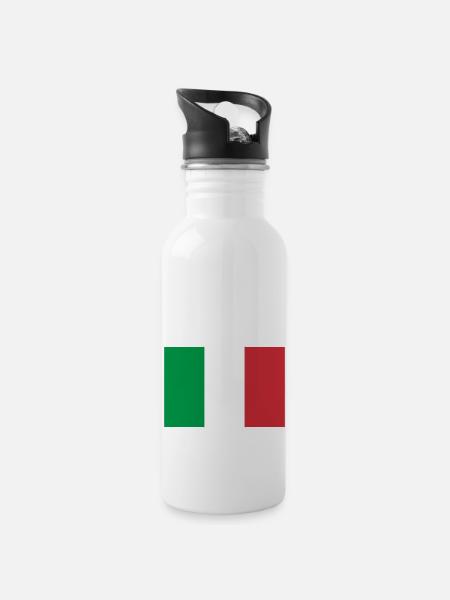 Flagge Italien / Italienische Flagge - Trinkflasche mit integriertem Trinkhalm - Weiß