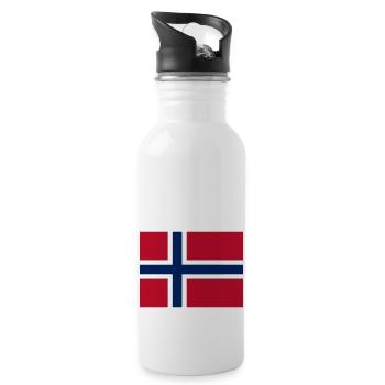 Drapeau Norvège / Norway flag - Gourde avec paille intégrée - blanc - Droite
