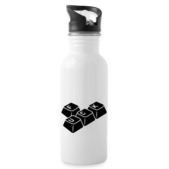 Tastatur F*CK - Trinkflasche mit integriertem Trinkhalm - Weiß - Rechts