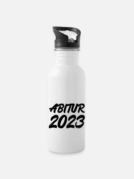 Abitur 2023 - Trinkflasche mit integriertem Trinkhalm - Weiß