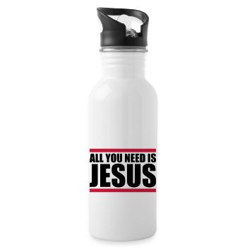 Balken Need Jesus - Trinkflasche mit integriertem Trinkhalm - Weiß - Rechts