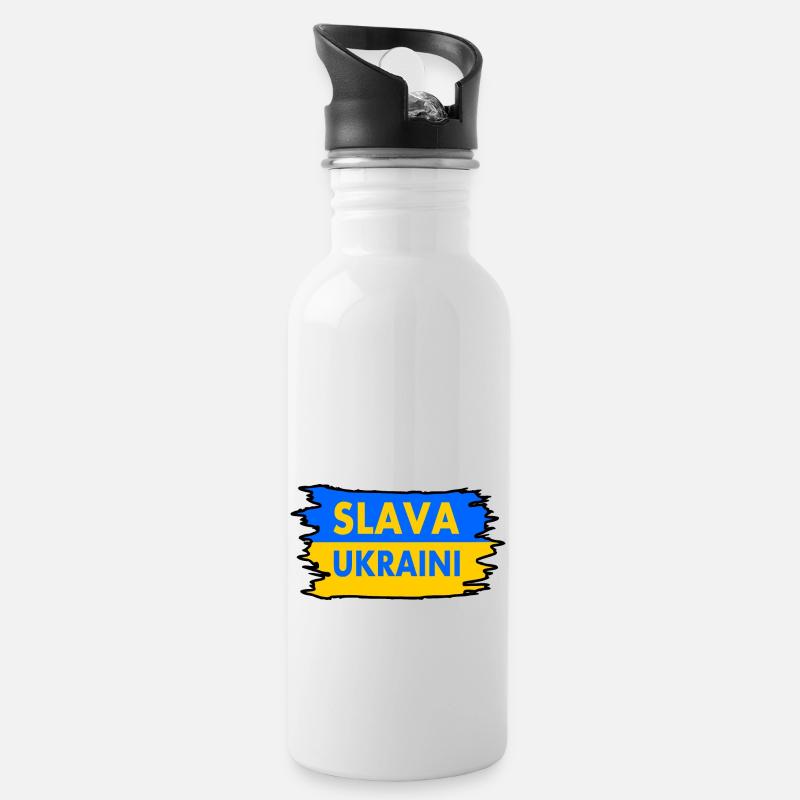 Slava ukraini - Gourde avec paille intégrée - blanc