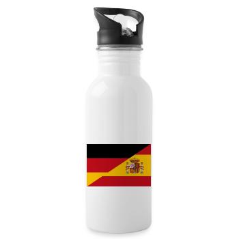 Germany Spain Flag Football Espana - Water bottle with straw - white - Right