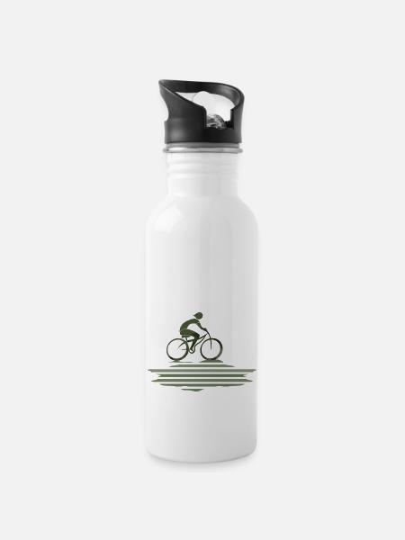 Radfahrer - Trinkflasche mit integriertem Trinkhalm - Weiß