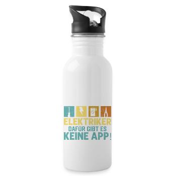 Elektriker Dafür gibt es keine App! Elektroniker - Trinkflasche mit integriertem Trinkhalm - Weiß - Rechts
