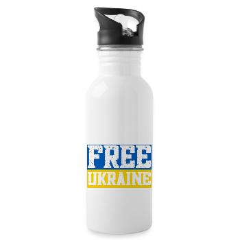 Free Ukraine Flag - Water bottle with straw - white - Right