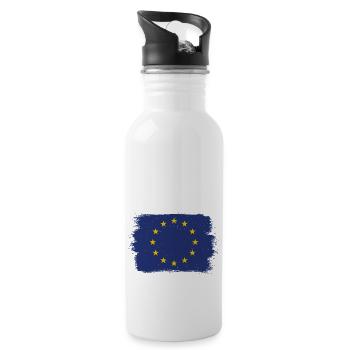 Europe Flag EU Euro European Flag - Water bottle with straw - white - Right