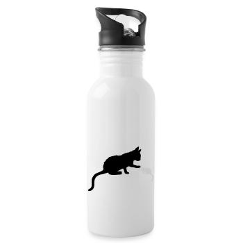Mama Katze berührt Kätzchen - Trinkflasche mit integriertem Trinkhalm - Weiß - Rechts