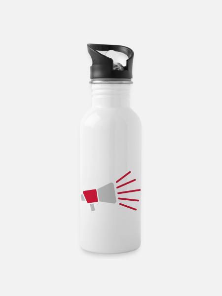 Symbol Megafon laute Rede - Trinkflasche mit integriertem Trinkhalm - Weiß