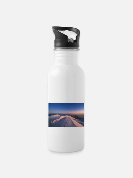 The first light on thr summit of Mt. Parnassus - Water bottle with straw - white