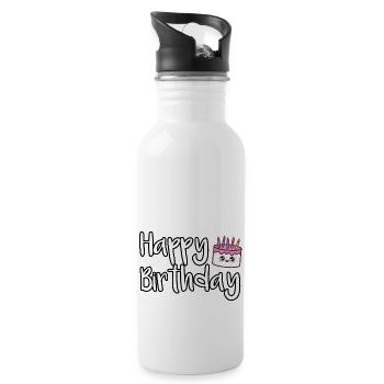 Joyeux anniversaire Gâteau d’anniversaire - Gourde avec paille intégrée - blanc - Droite