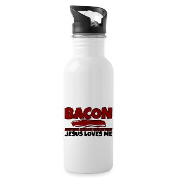 Bacon Another Reason I Know That Jesus Loves Me - Trinkflasche mit integriertem Trinkhalm - Weiß - Rechts