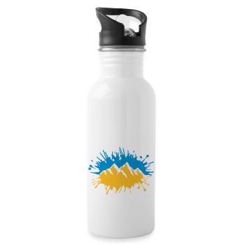 Bunt Farbklecks Berge Tropfen - Trinkflasche mit integriertem Trinkhalm - Weiß - Rechts