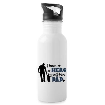 I have a Hero i call him Dad - Trinkflasche mit integriertem Trinkhalm - Weiß - Rechts