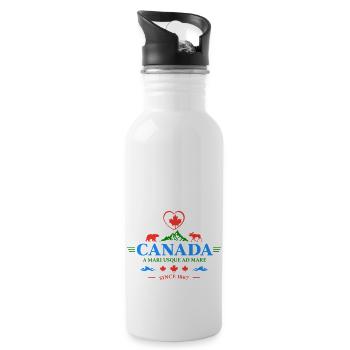 Kanada Vancouver Montreal Toronto Maple Leaf Bären - Trinkflasche mit integriertem Trinkhalm - Weiß - Rechts