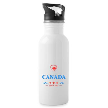 Kanada Vancouver Montreal Toronto Maple Leaf Bären - Trinkflasche mit integriertem Trinkhalm - Weiß - Rechts