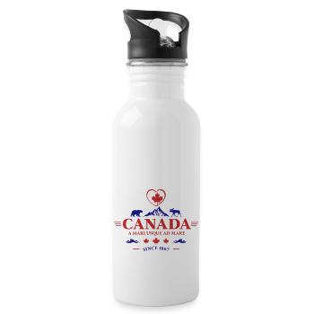 Kanada Vancouver Montreal Toronto Maple Leaf Bären - Trinkflasche mit integriertem Trinkhalm - Weiß - Rechts