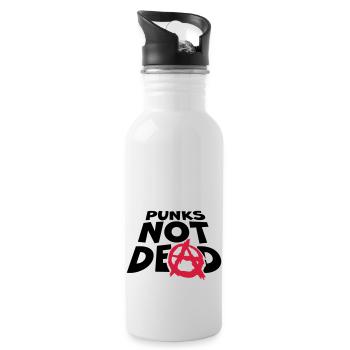 punks not dead Zitat - Trinkflasche mit integriertem Trinkhalm - Weiß - Rechts