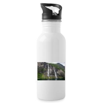 Seven Sisters Waterfall Norway Geiranger - Trinkflasche mit integriertem Trinkhalm - Weiß - Rechts