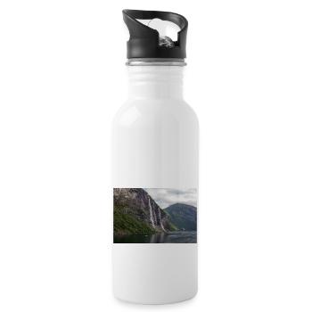 Seven Sisters Waterfall at the Geiranger fjords - Trinkflasche mit integriertem Trinkhalm - Weiß - Rechts