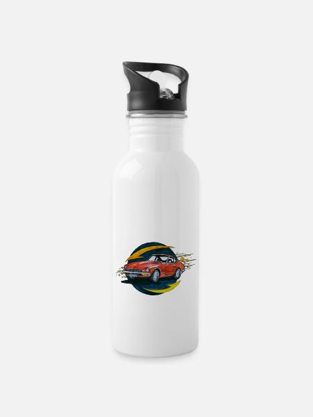 Red Car - Trinkflasche mit integriertem Trinkhalm - Weiß