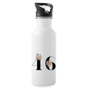 46th anniversary flowers (Gift of 46 years) - Water bottle with straw - white - Right