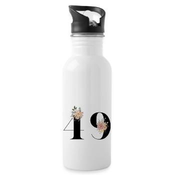 Blumen zum 49-jährigen Jubiläum (Geschenk von 49 Jahren) - Trinkflasche mit integriertem Trinkhalm - Weiß - Rechts