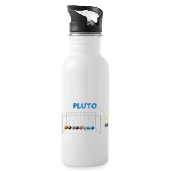 Never Forget Pluto Lustiges Planet Pluto - Trinkflasche mit integriertem Trinkhalm - Weiß - Rechts