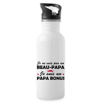 je suis un papa bonus - Gourde avec paille intégrée - blanc - Droite