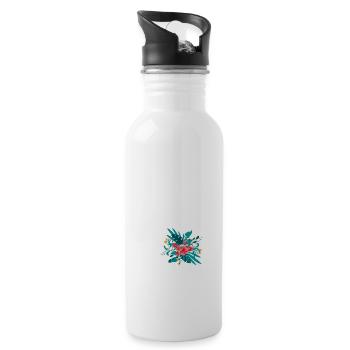letter W flowered - Water bottle with straw - white - Right