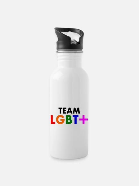 Lgbt - Trinkflasche mit integriertem Trinkhalm - Weiß
