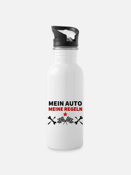 Auto - Trinkflasche mit integriertem Trinkhalm - Weiß