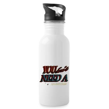funny quote antiviral beard funny daddy bear - Water bottle with straw - white - Right