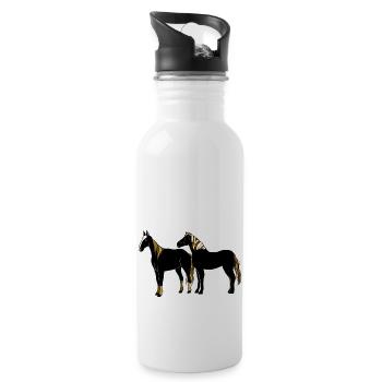 Pferde - Trinkflasche mit integriertem Trinkhalm - Weiß - Rechts