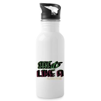 Computer Dino awkward present couples dinosaurs - Water bottle with straw - white - Right