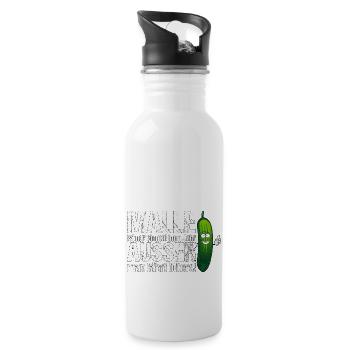 Mallorca Spruch Malle saufen Geschenk - Trinkflasche mit integriertem Trinkhalm - Weiß - Rechts