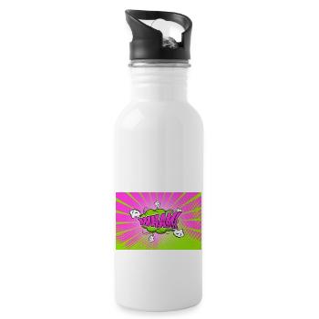 Wham! Comic Style Bubble Graffiti Lettering - Water bottle with straw - white - Right