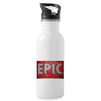 Epic Brick Wall Graffiti - Water bottle with straw - white - Right