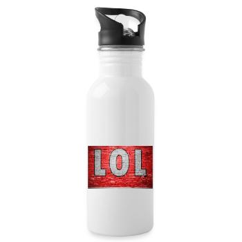 Lol Brick Wall Graffiti - Water bottle with straw - white - Right