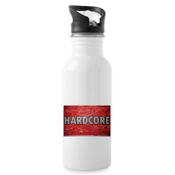 Hardcore Ziegelsteinmauer Graffiti - Trinkflasche mit integriertem Trinkhalm - Weiß - Rechts