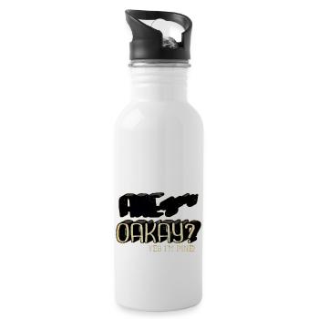 dinosaur dino humor beard gang gift - Trinkflasche mit integriertem Trinkhalm - Weiß - Rechts
