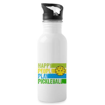 Happy People Play Pickleball - Water bottle with straw - white - Right