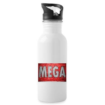 Mega Brick Wall Graffiti - Water bottle with straw - white - Right