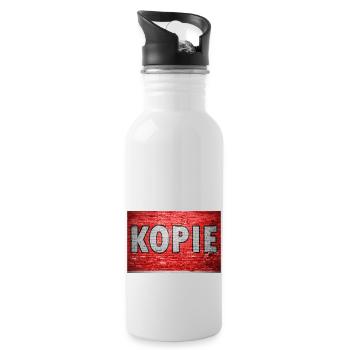 Kopie Ziegelsteinmauer Graffiti - Trinkflasche mit integriertem Trinkhalm - Weiß - Rechts